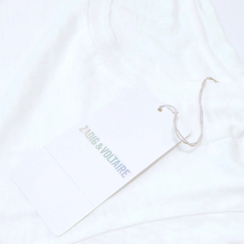 Zadig & Voltaire Skinny Skull Strass White & Pink Tee NWT